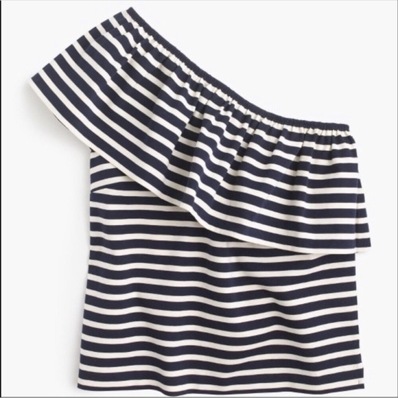 J Crew striped one shoulder top - Picture 2 of 7